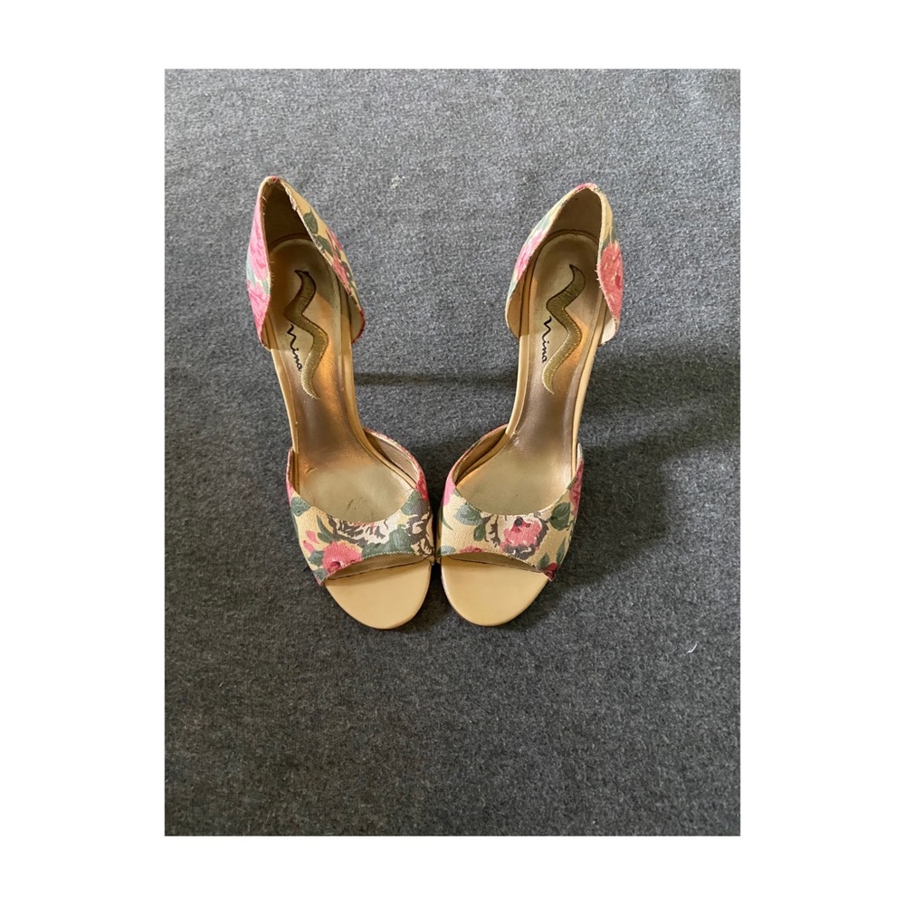 Nina Floral Heels - Pink and Cream